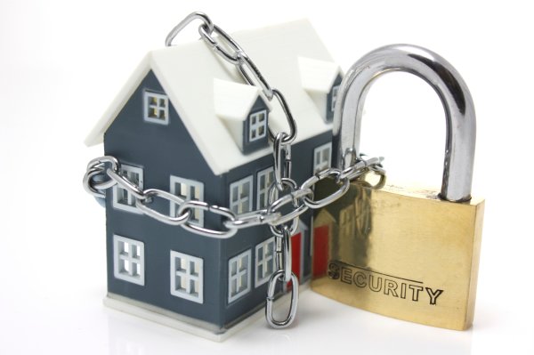 Home Security house and padlock graphic